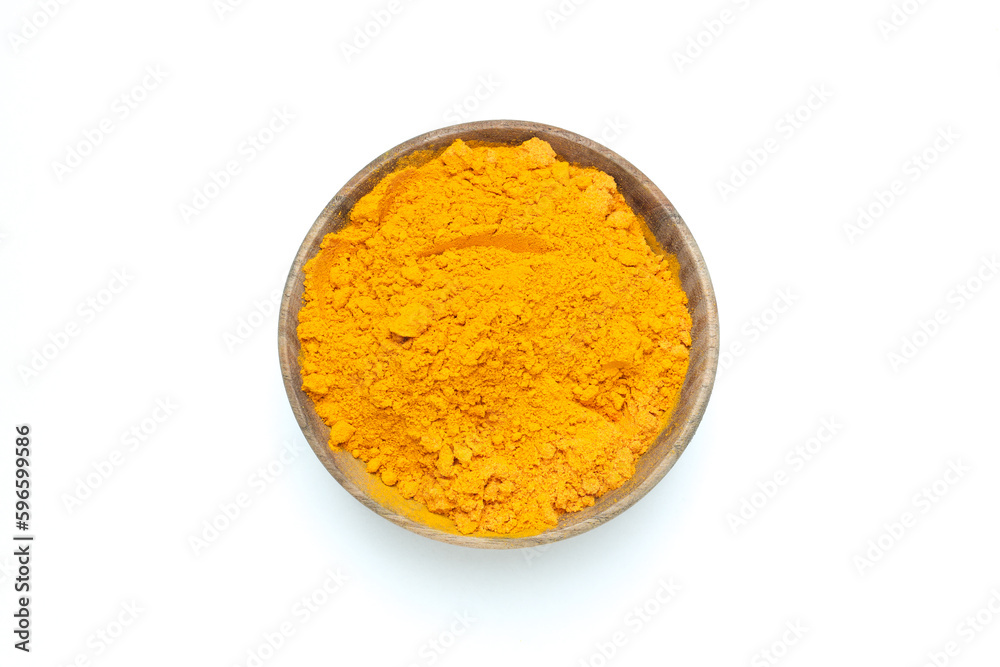 Fragrant seasoning - turmeric, isolated on white background Fragrant seasoning - turmeric, isolated on white background