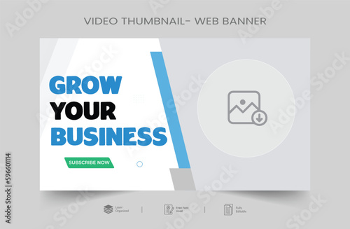 Video thumbnail and web banner template. Online business video Thumbnail design for any videos. Editable video thumbnail and web banner for live workshop business template. Video cover photo 