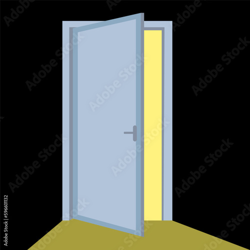 An open door in abstract style. Vector illustration.