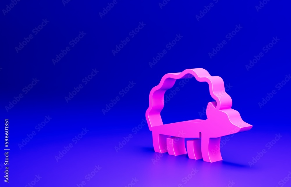 Pink Hedgehog icon isolated on blue background. Animal symbol. Minimalism concept. 3D render illustration Pink Hedgehog icon isolated on blue background. Animal symbol. Minimalism concept. 3D render illustration