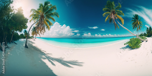 Tropical beach. Created with generative Ai technology. © uladzimirzuyeu