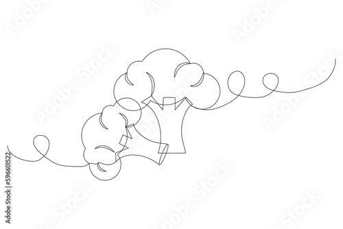 Line art illustration with broccoli line. Cooking background. Organic food. Vector illustration.