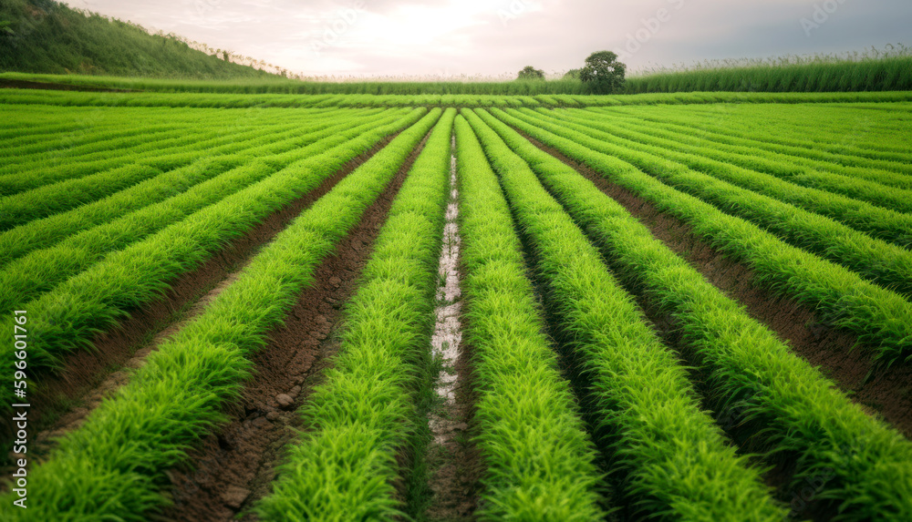 Close up of a green grass environmental technology concept Sustainable. Generative AI. Close up of a green grass environmental technology concept Sustainable. Generative AI.