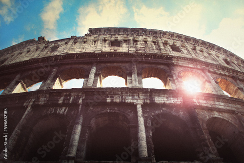 Print op canvas Colosseum at sunset