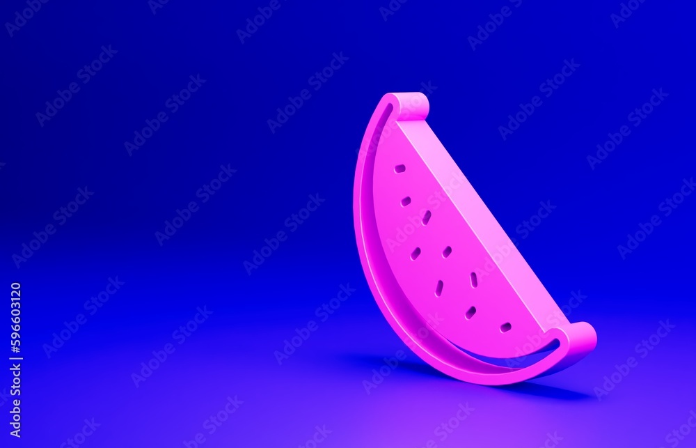 Pink Watermelon icon isolated on blue background. Minimalism concept. 3D render illustration Pink Watermelon icon isolated on blue background. Minimalism concept. 3D render illustration