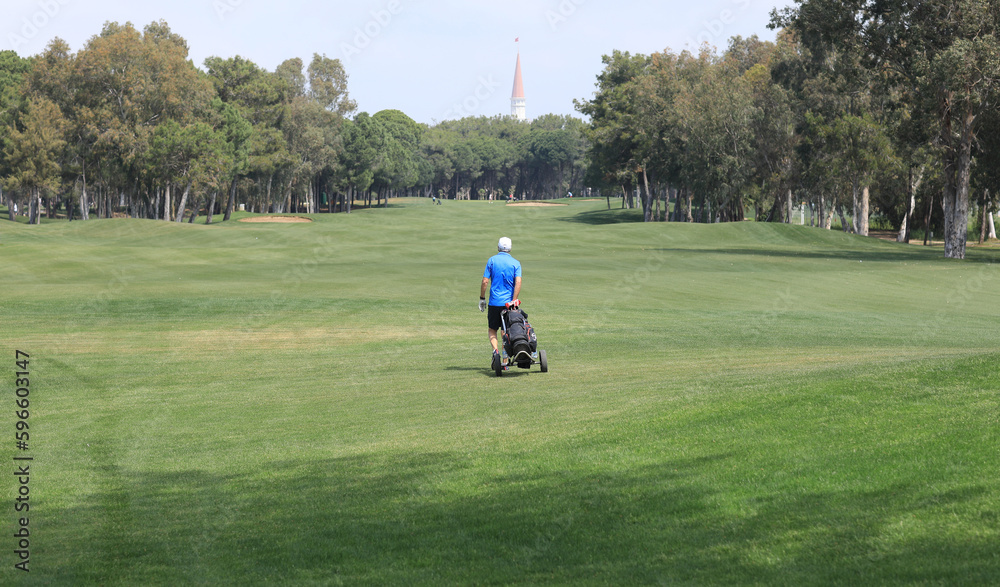 panorama green golf course with forest panorama green golf course with forest