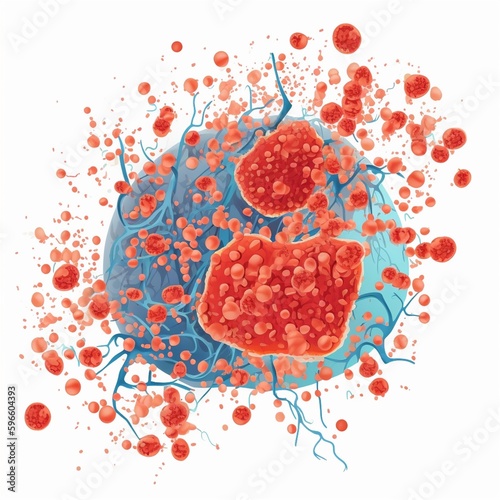 Cartoon lymph node with lymphocytes photo