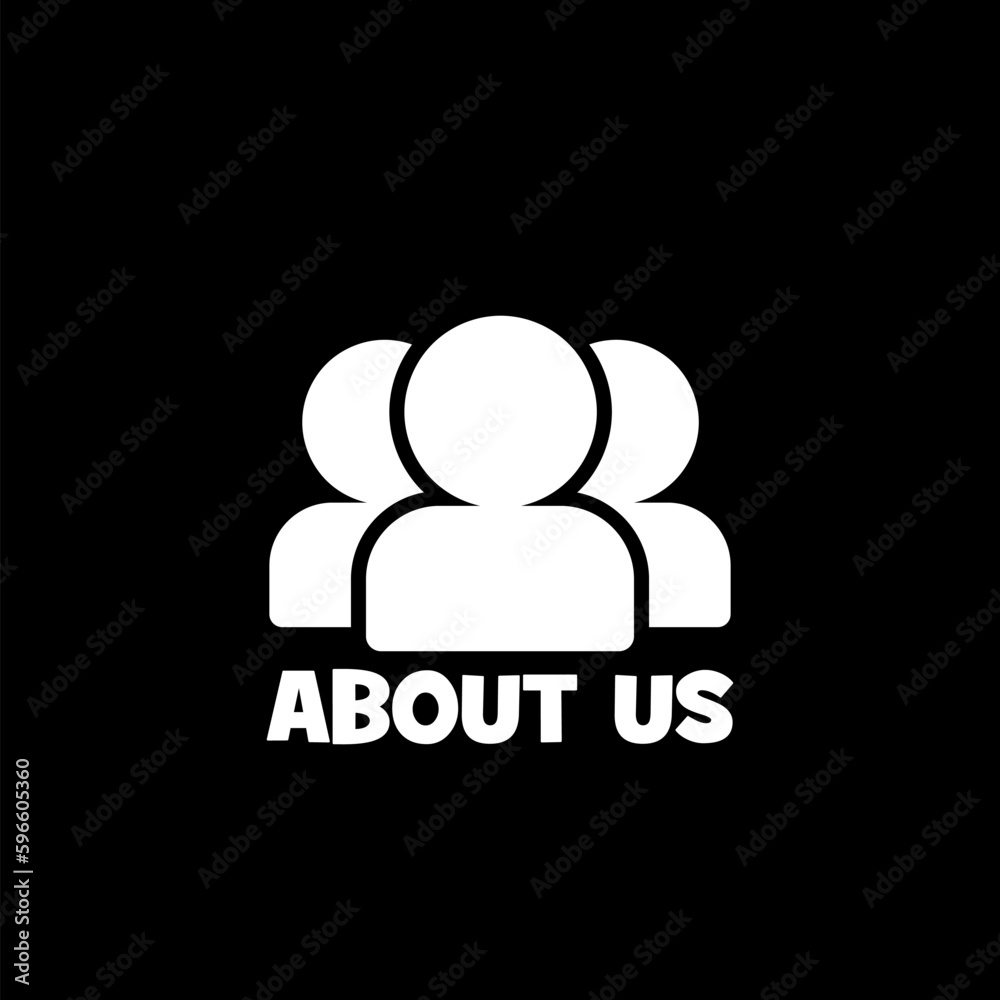 About us logo isolated on black background About us logo isolated on black background