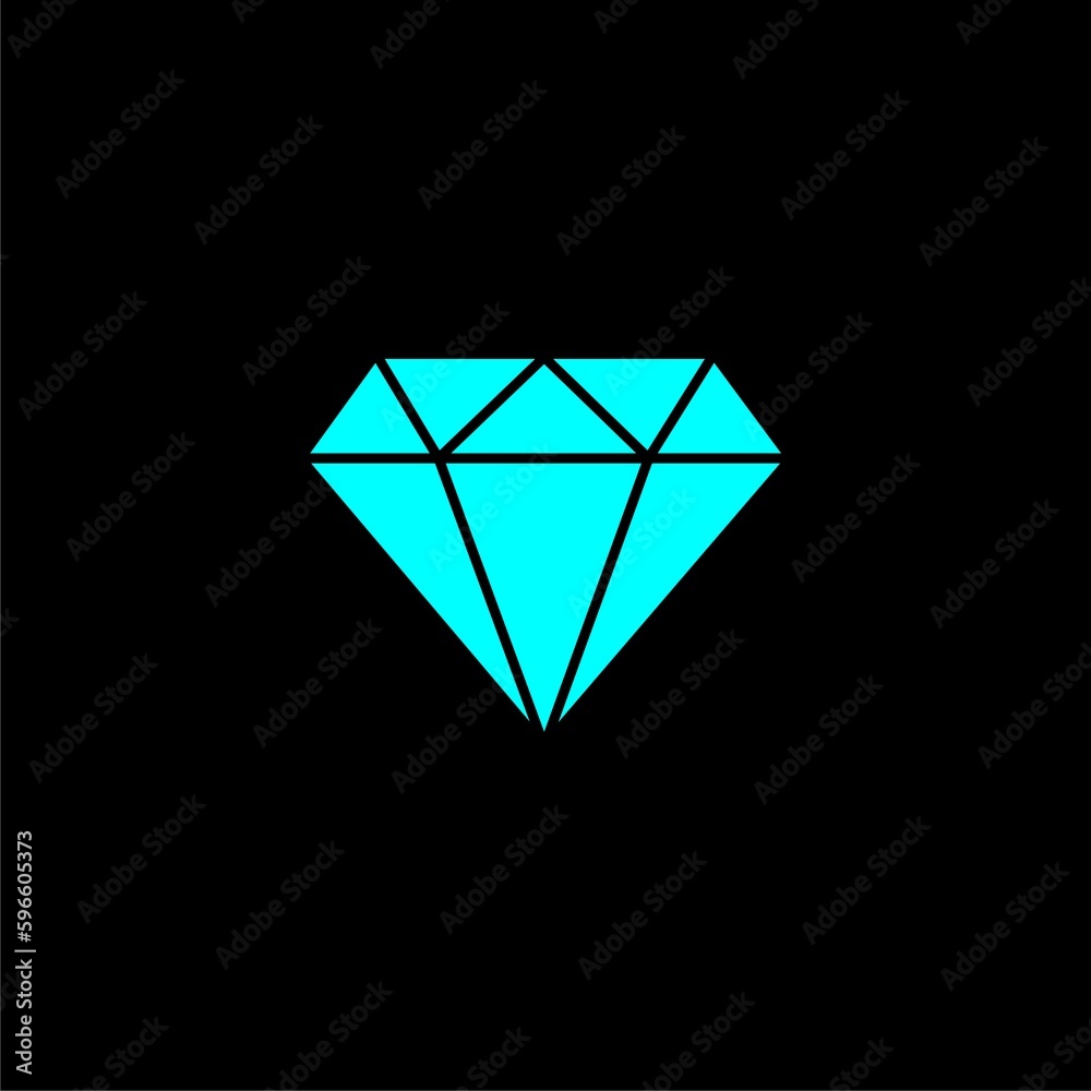 Diamond icon. Jewelry crystal or brilliant sign isolated on black Diamond icon. Jewelry crystal or brilliant sign isolated on black