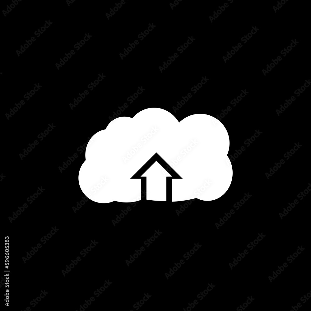 Upload from the cloud icon isolated on black background Upload from the cloud icon isolated on black background
