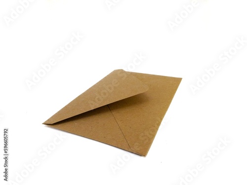 Brown paper textured envelope single multiple object isolated on white background