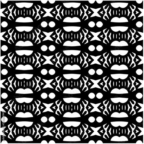  Monochrome pattern. Abstract texture for fabric print, card, table cloth, furniture, banner, cover, invitation, decoration, wrapping.seamless repeating pattern.Black and white color.