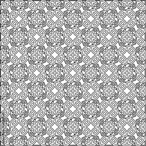 Modern stylish texture. Composition from regularly repeating geometrical element. Black and white pattern for web page, textures, card, poster, fabric, textile.. Vector illustrations.