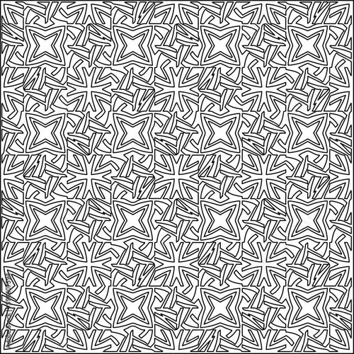  Modern stylish texture. Composition from regularly repeating geometrical element. Black and white pattern for web page, textures, card, poster, fabric, textile.. Vector illustrations.