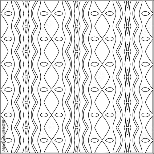  Modern stylish texture. Composition from regularly repeating geometrical element. Black and white pattern for web page, textures, card, poster, fabric, textile.. Vector illustrations.