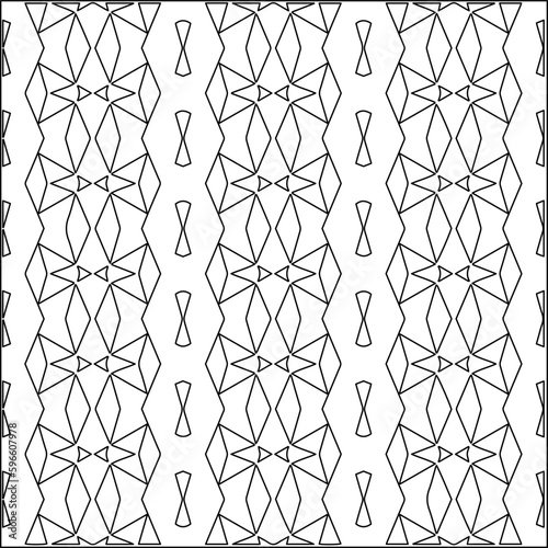  Modern stylish texture. Composition from regularly repeating geometrical element. Black and white pattern for web page, textures, card, poster, fabric, textile.. Vector illustrations.