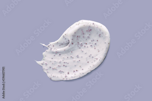 Scrub skin care cosmetic light purple background isola