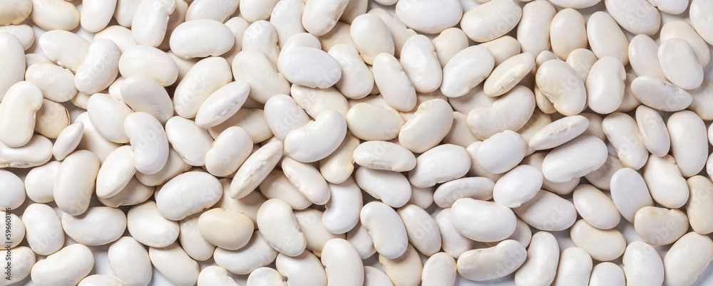 Heap of white beans texture and background