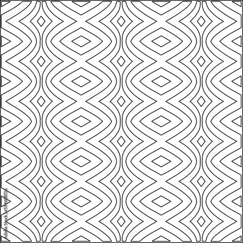  Modern stylish texture. Composition from regularly repeating geometrical element. Black and white pattern for web page, textures, card, poster, fabric, textile.. Vector illustrations.