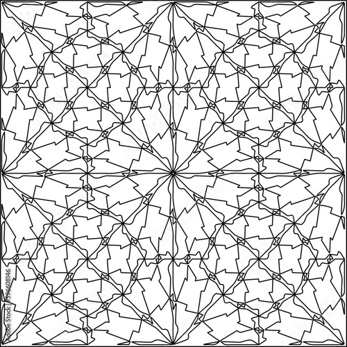  Modern stylish texture. Composition from regularly repeating geometrical element. Black and white pattern for web page, textures, card, poster, fabric, textile.. Vector illustrations.