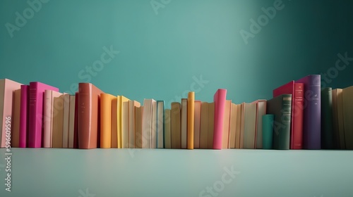 Minimal scene with books on colorful background