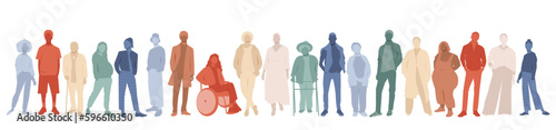 Different people stand side by side together.