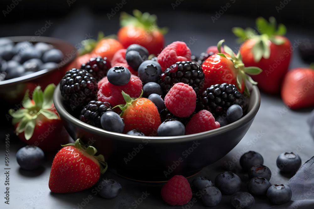 Freshly picked berries, like plump strawberries and juicy blueberries, are the perfect summer snack, bursting with flavor and antioxidants