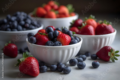 Freshly picked berries  like plump strawberries and juicy blueberries  are the perfect summer snack  bursting with flavor and antioxidants
