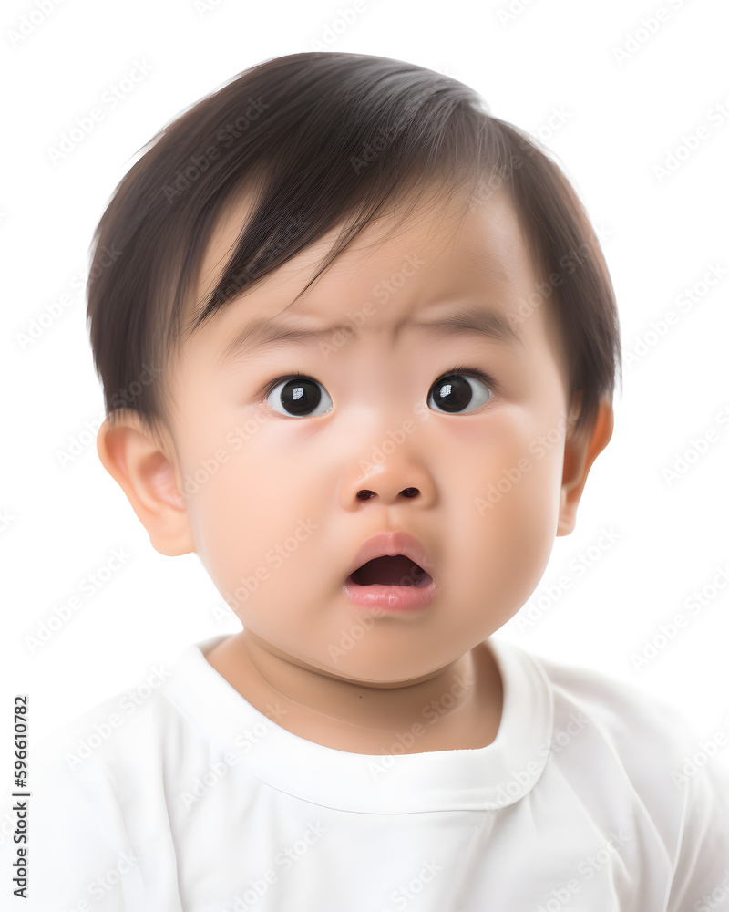 Surprised, scared toddler isolated on white background. Surprised, scared toddler isolated on white background.