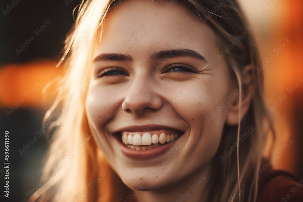 portrait of a beautiful blond Caucasian mid adult white woman smiling, generative ai portrait of a beautiful blond Caucasian mid adult white woman smiling, generative ai