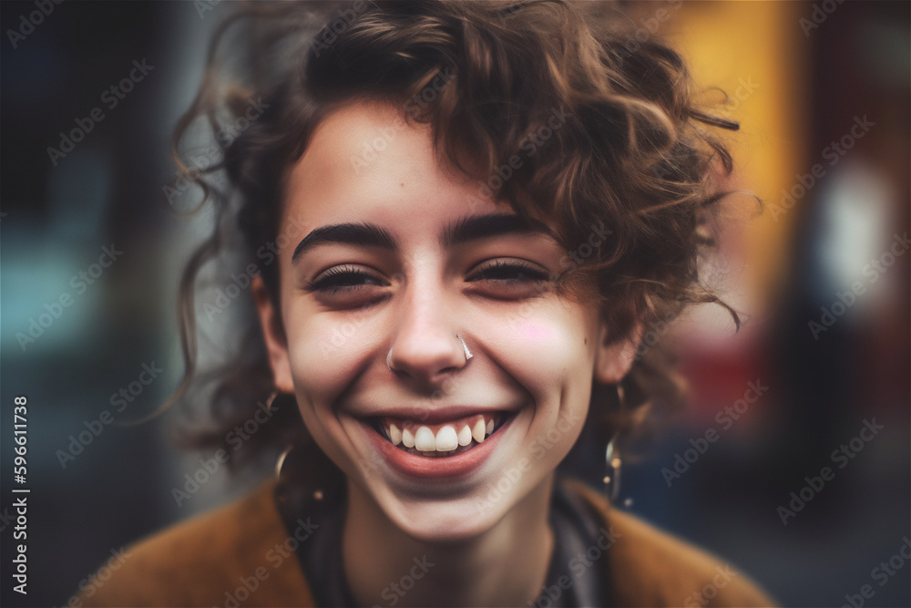portrait of a beautiful brunette Caucasian mid adult white woman smiling, generative ai portrait of a beautiful brunette Caucasian mid adult white woman smiling, generative ai