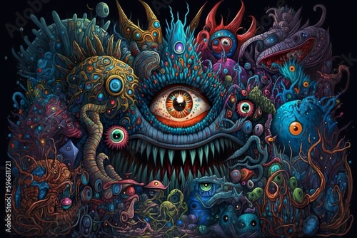 Wallpaper Mural Monster abstract created with generative AI technology Torontodigital.ca