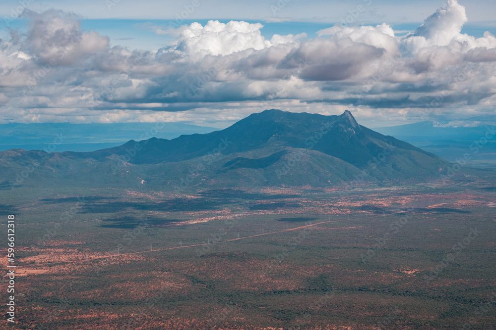 Scenic view of Mount Longido against sky  in rural Tanzania