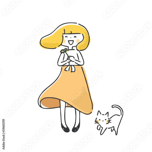 笑顔で一輪の花を持っている女の子