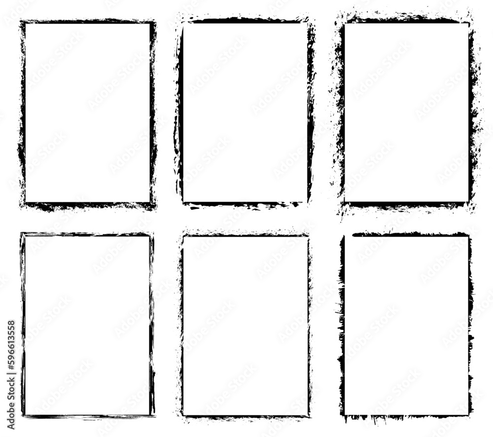 custom made wallpaper toronto digitalSet of frames in grunge style. Hand drawn design elements. Collection of empty borders. Black strokes on a white background. Vector illustration.