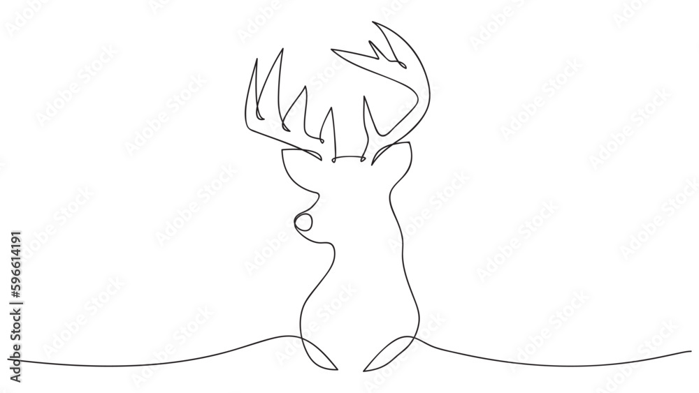 Christmas deer in continuous line art drawing style. Vector illustration Christmas deer in continuous line art drawing style. Vector illustration