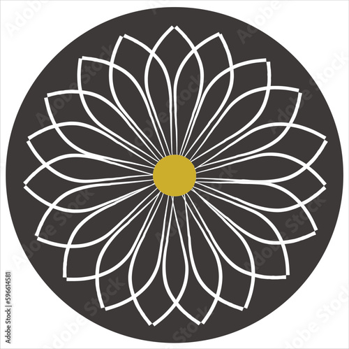 Flower logo icon on black background vector art
