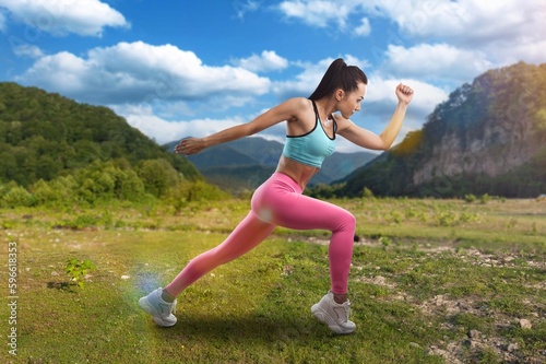 Young fitness sporty woman running outdoor
