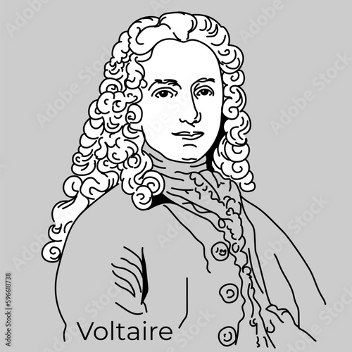 Voltaire was an 18th-century French Enlightenment philosopher, poet, prose writer, satirist, tragedian, historian and essayist. Vector