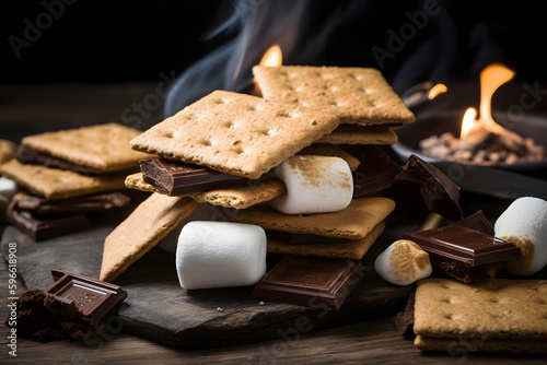 Vászonkép S'mores, with their gooey marshmallow, melty chocolate, and crunchy graham crack