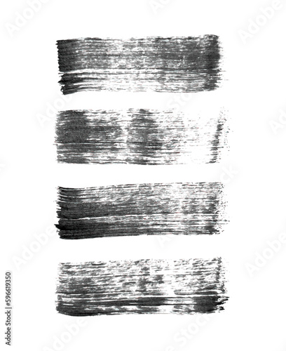 Abstract vector paint smears set. Hand drawn design element. Black ink marks on white background. Grunge texture.