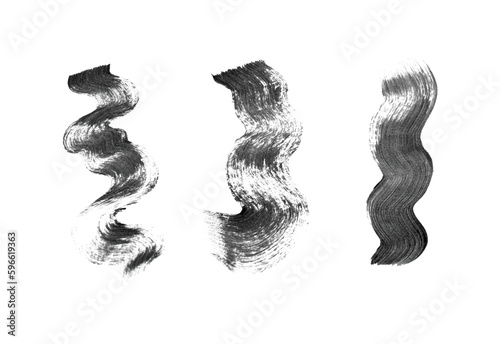Abstract vector paint smears set. Hand drawn design element. Black ink marks on white background. Grunge texture.