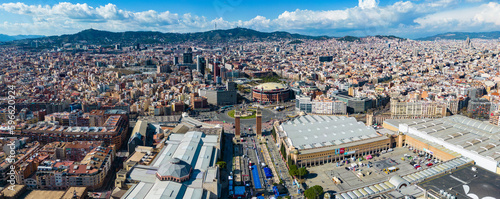 Aerial view around Barcelona in Spain on a sunny day in spring.