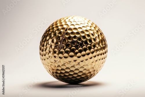 White background with a golden golf ball. Generative AI
