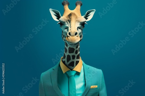 Business suit giraffe travel. Generate Ai