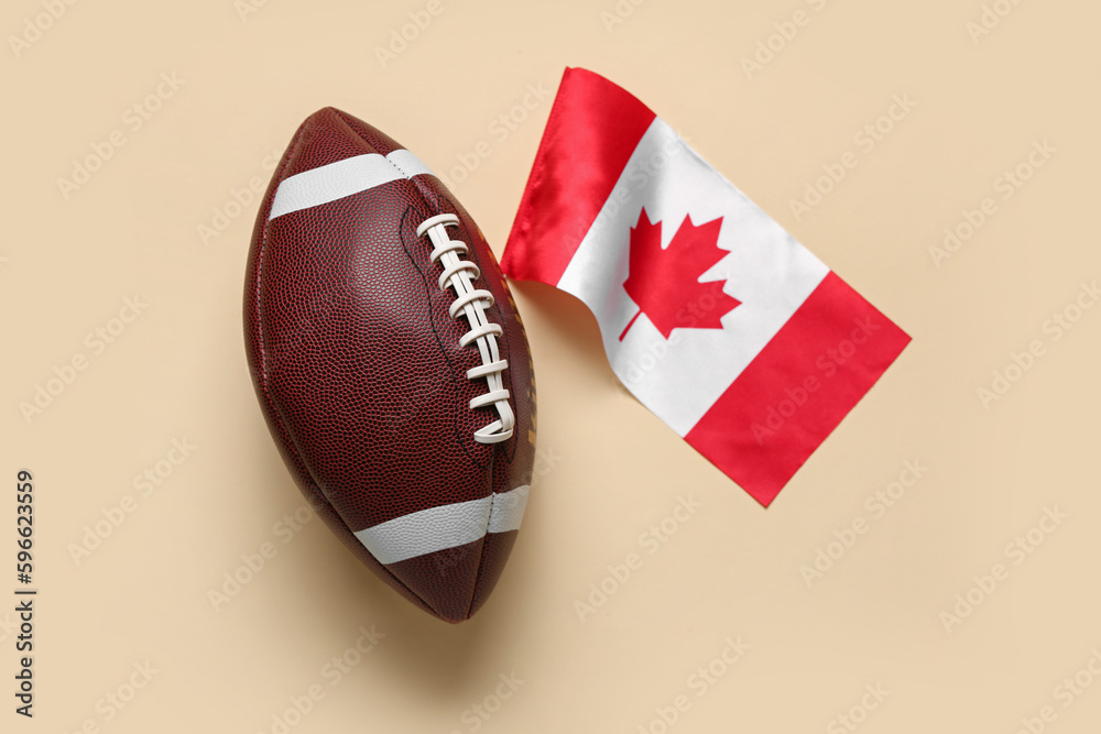 Flag of Canada with rugby ball on beige background Stock Photo | Adobe Stock
