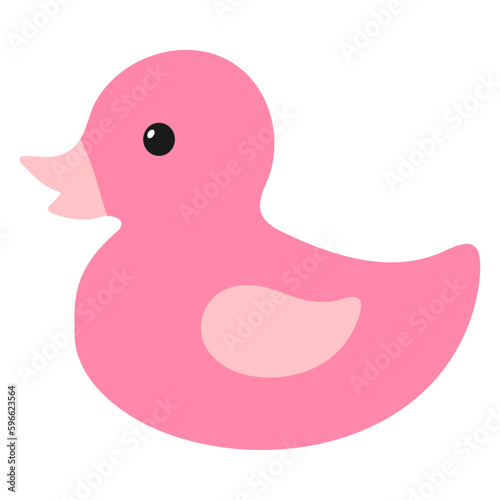 Pink rubber ducky. Flat vector illustration
