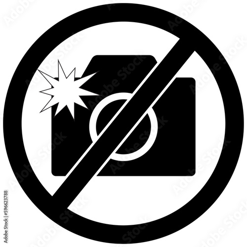 No flash cameras allowed sign, black color no photographing or photography, prohibition sign in red color vector symbol. Crossed out circle illustration, no taking pictures or video graphic isolated.
