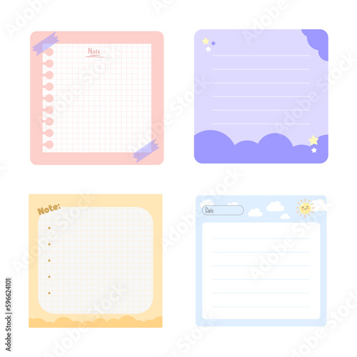 Cute scrapbook notes and cards set, cute hand drawn notebook label, Memo Pad, pastel notepad, to do list note pad, notes with sticky tape