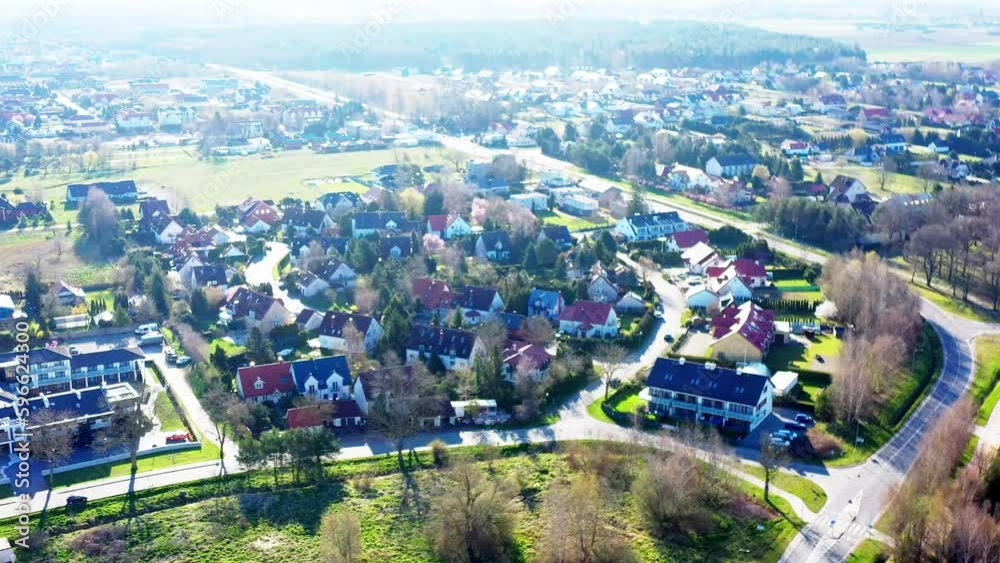 Aerial view from the edge of the small town of Grzybowo near Kołobrzeg in Poland Aerial view from the edge of the small town of Grzybowo near Kołobrzeg in Poland
